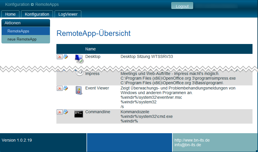 RDS Management - RemoteApp-Übersicht - bn-its GmbH